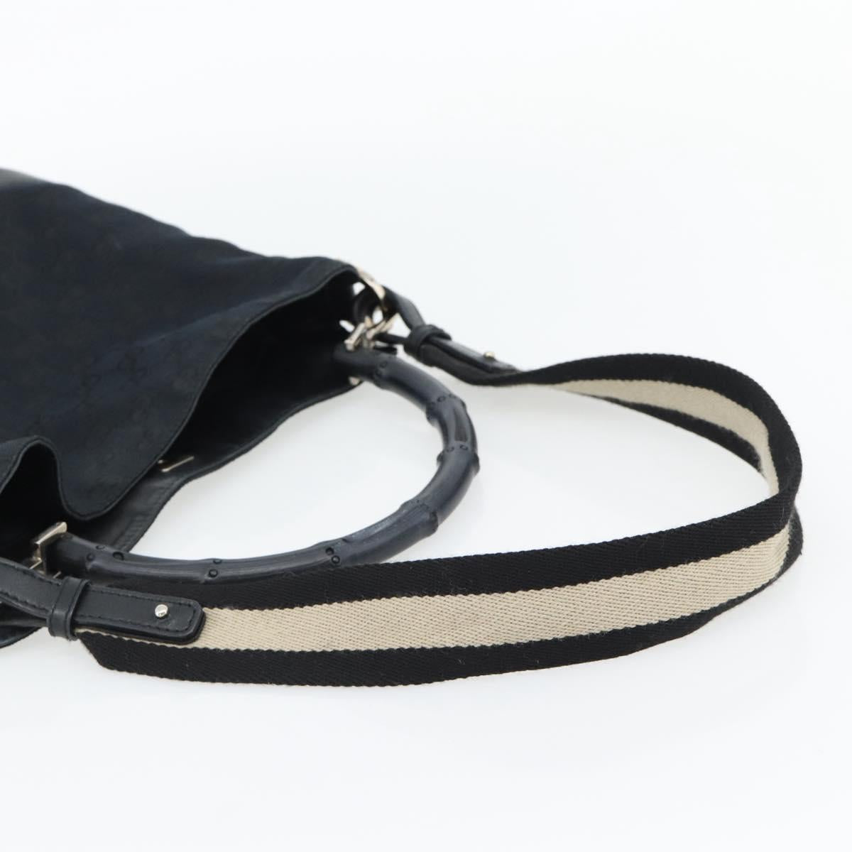 GUCCI GG Canvas Bamboo Shoulder Bag 2way Black Silver 001 4095 Auth 178867