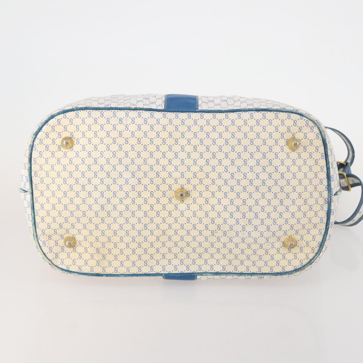 GUCCI Micro GG Supreme Shoulder Bag PVC Blue Gold Auth 178868