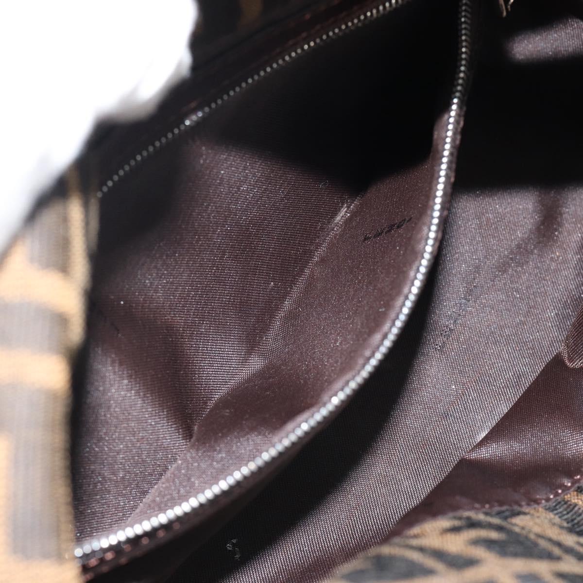 FENDI Zucca Canvas Mamma Baguette Shoulder Bag Black Brown Auth 178877SAM