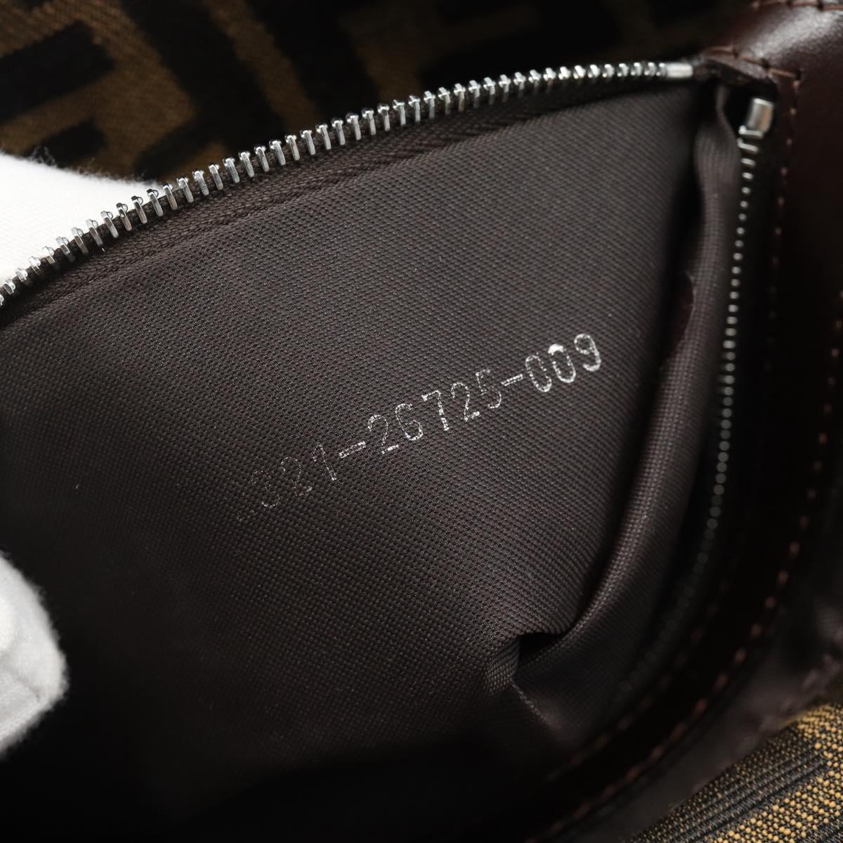 FENDI Zucca Canvas Mamma Baguette Shoulder Bag Black Brown Auth 178877SAM