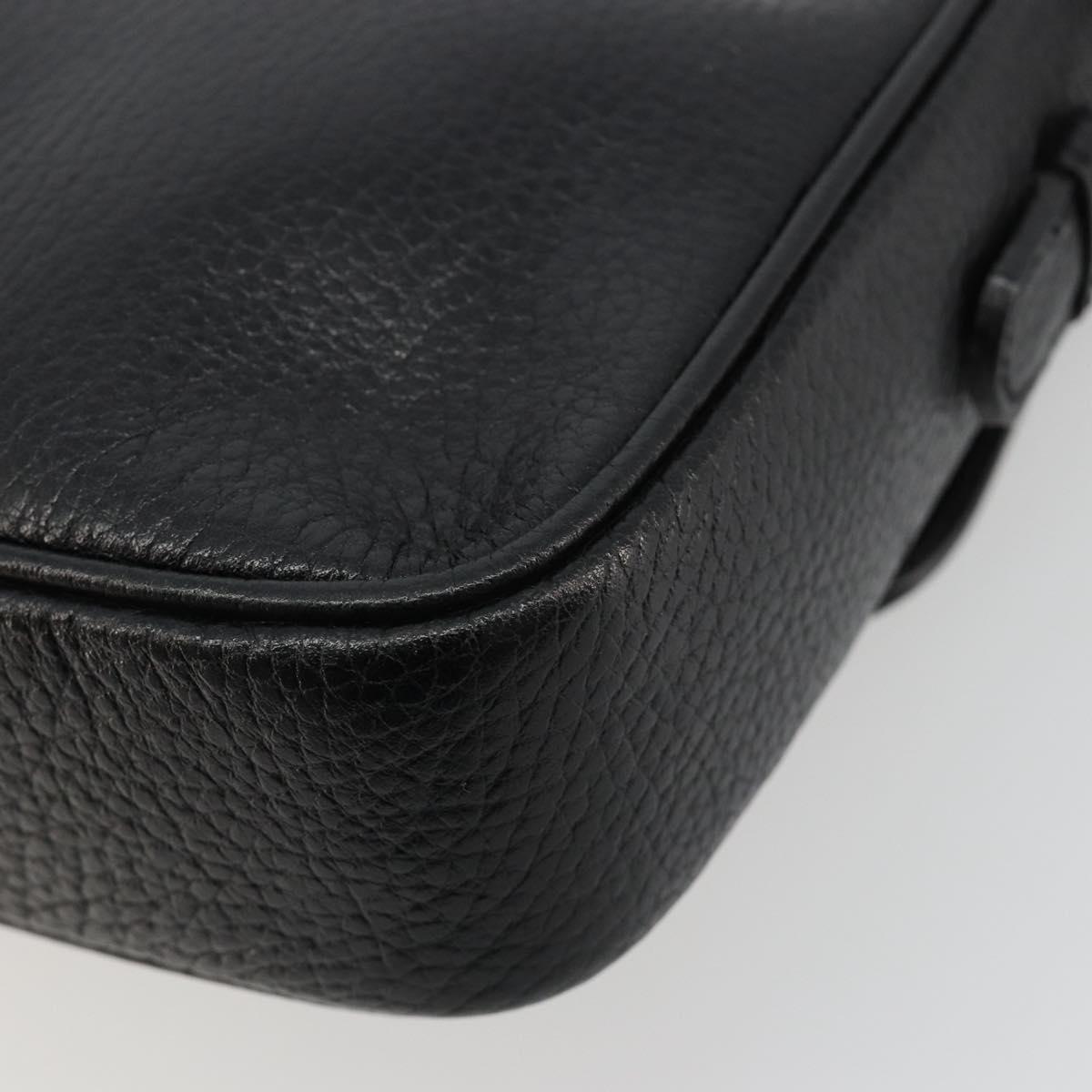 CELINE Shoulder Bag Leather Black Gold Auth 178878A