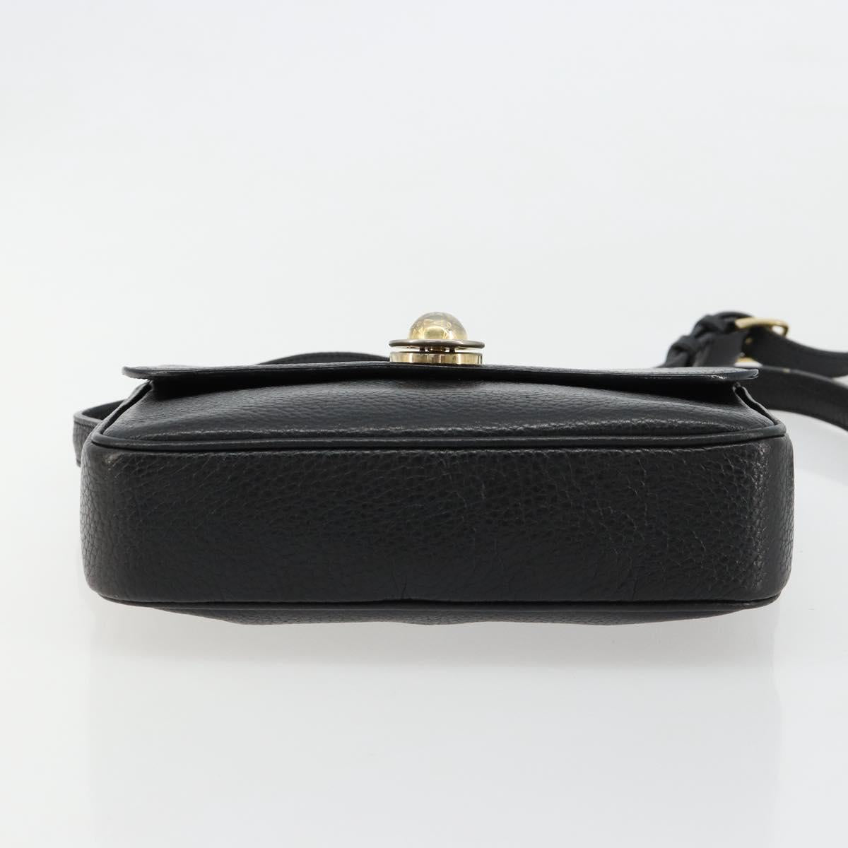 CELINE Shoulder Bag Leather Black Gold Auth 178878A