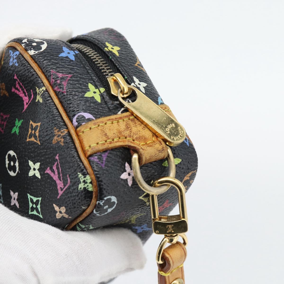 LOUIS VUITTON Monogram Multicolor Trousse Wapity Pouch Black M58034 Auth 178884