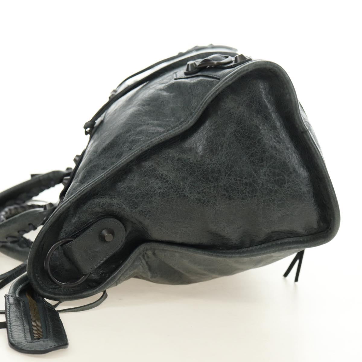 BALENCIAGA The City Hand Bag Leather Green Auth 178891V