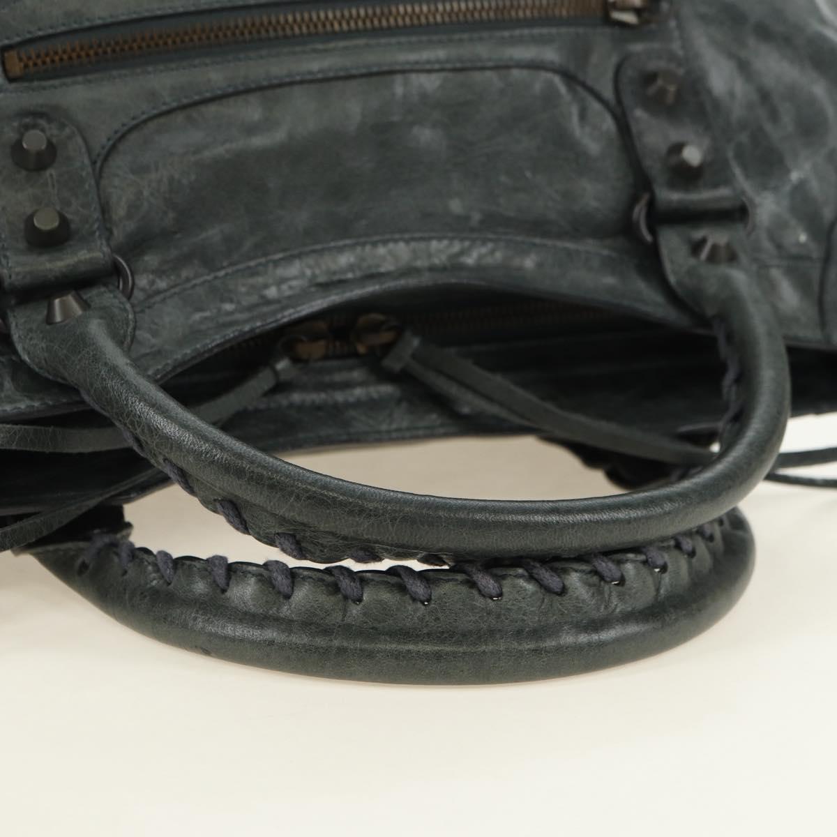 BALENCIAGA The City Hand Bag Leather Green Auth 178891V