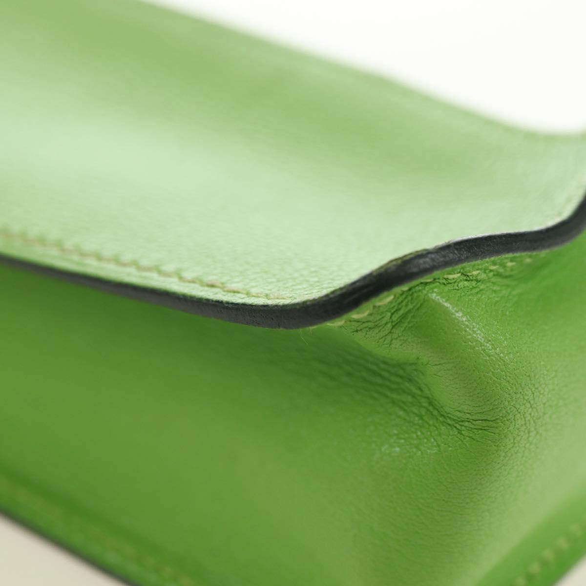 HERMES Pen Case Leather Green Gold Auth 178895M