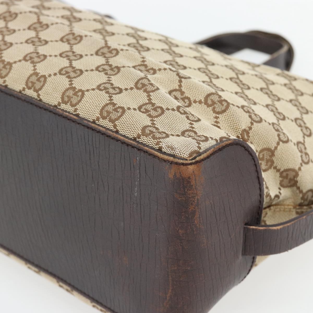 GUCCI GG Canvas Hand Bag Beige Gold 106251 Auth 178897