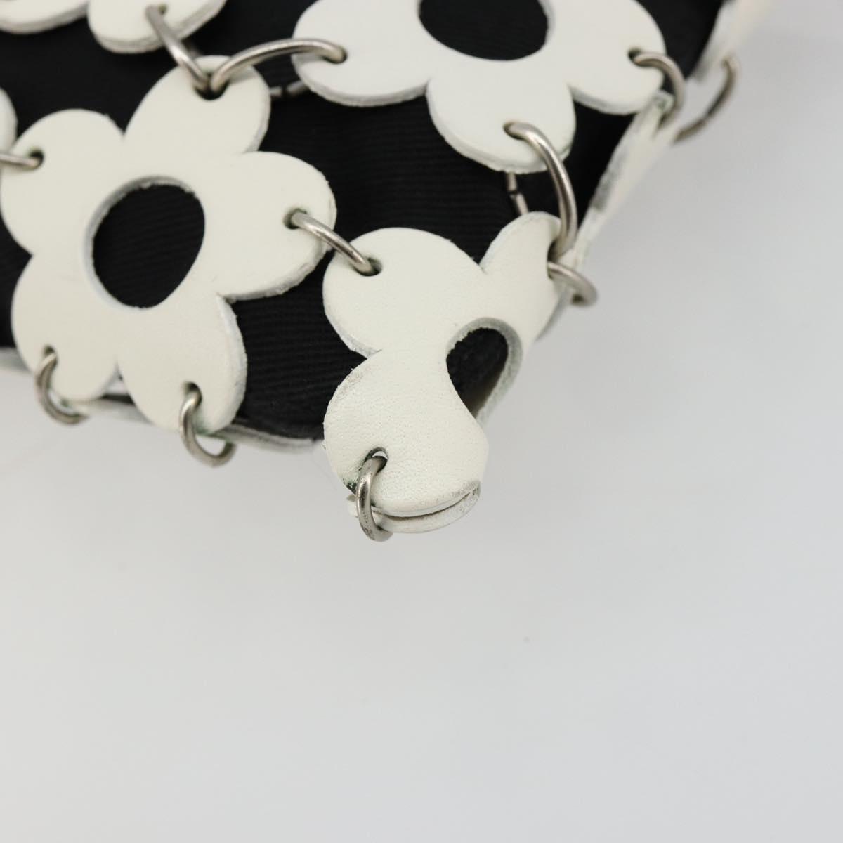 CELINE Accessory Pouch Leather Canvas Black White Auth 178899A