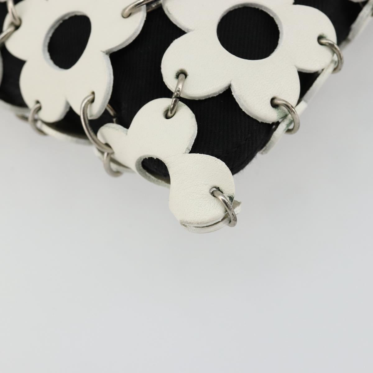 CELINE Accessory Pouch Leather Canvas Black White Auth 178899A
