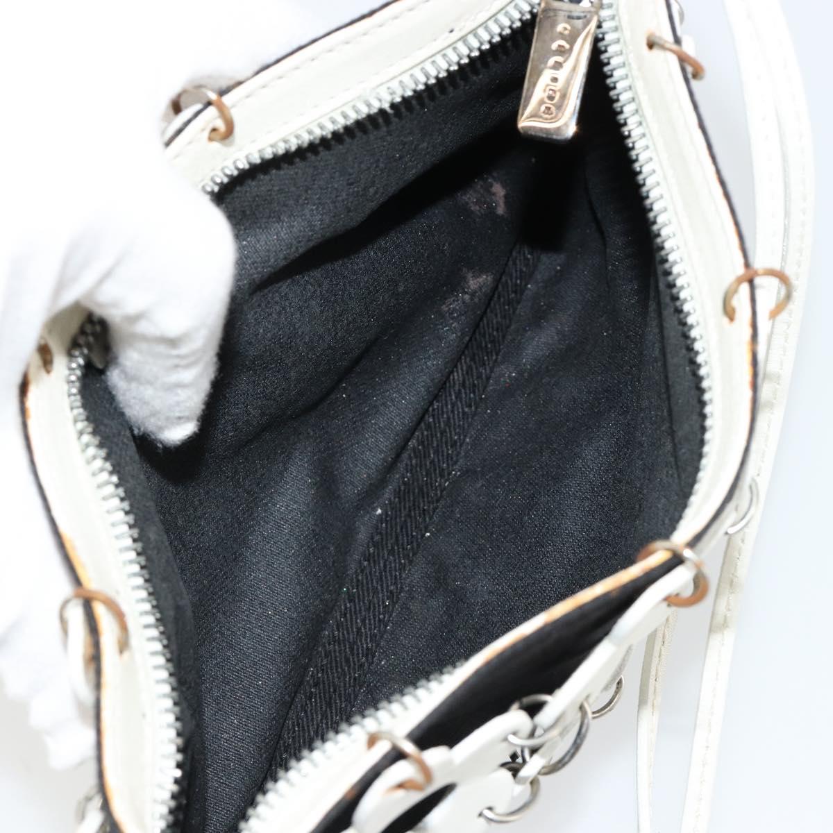 CELINE Accessory Pouch Leather Canvas Black White Auth 178899A