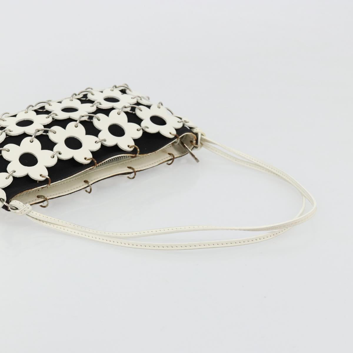 CELINE Accessory Pouch Leather Canvas Black White Auth 178899A