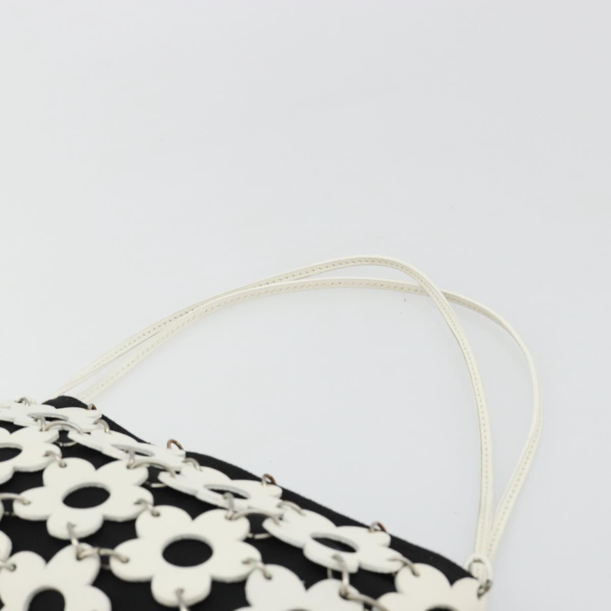 CELINE Accessory Pouch Leather Canvas Black White Auth 178899A