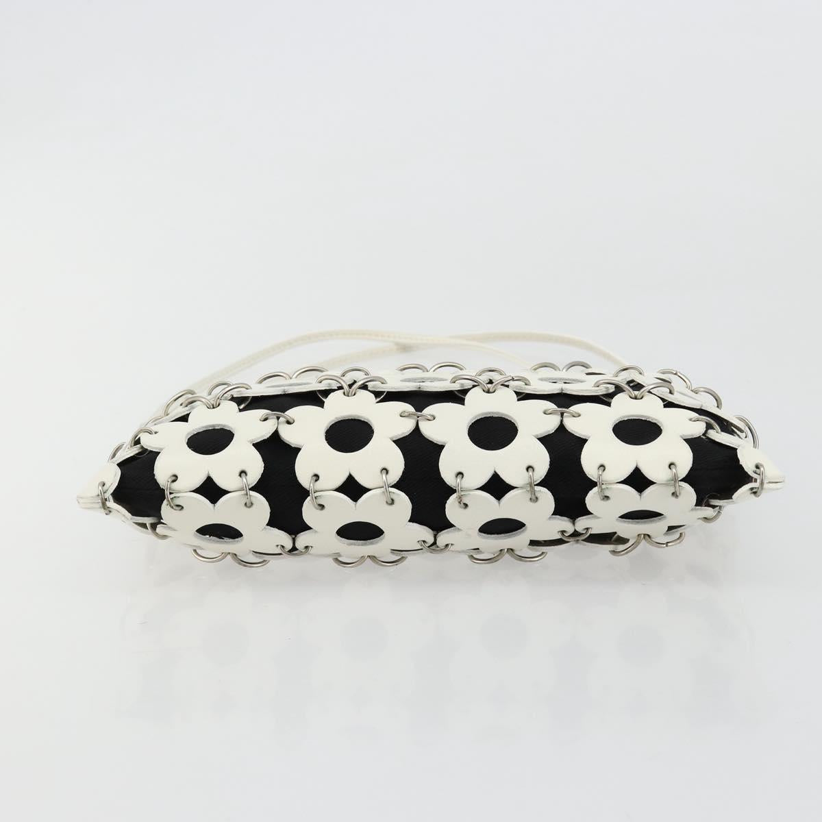 CELINE Accessory Pouch Leather Canvas Black White Auth 178899A