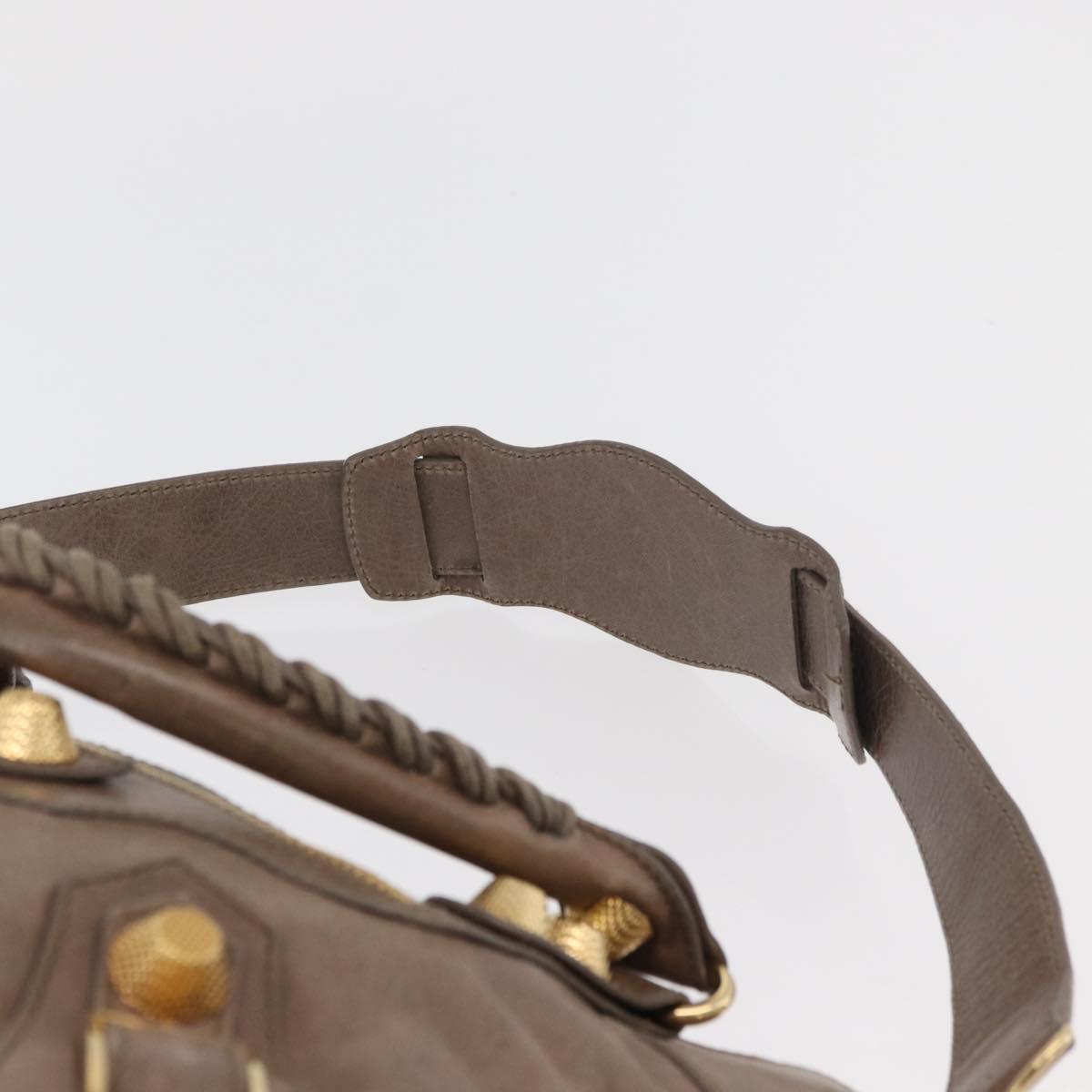 BALENCIAGA The Giant City Hand Bag Leather 2way Beige Gold 173084 Auth 178905SAM