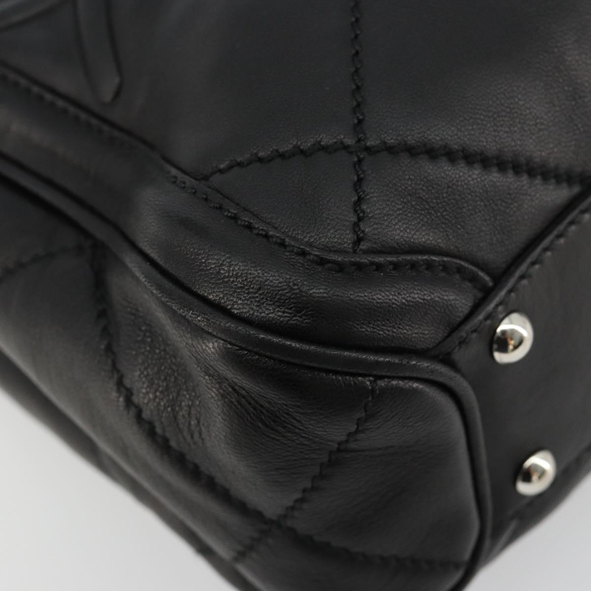 Salvatore Ferragamo Hand Bag Leather Black Silver Auth 178908A