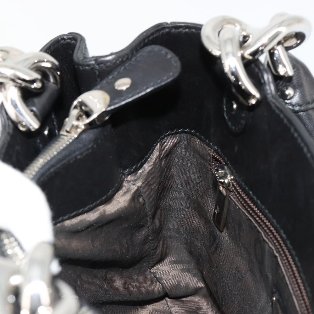 Salvatore Ferragamo Hand Bag Leather Black Silver Auth 178908A