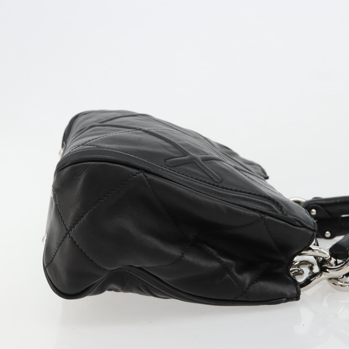 Salvatore Ferragamo Hand Bag Leather Black Silver Auth 178908A