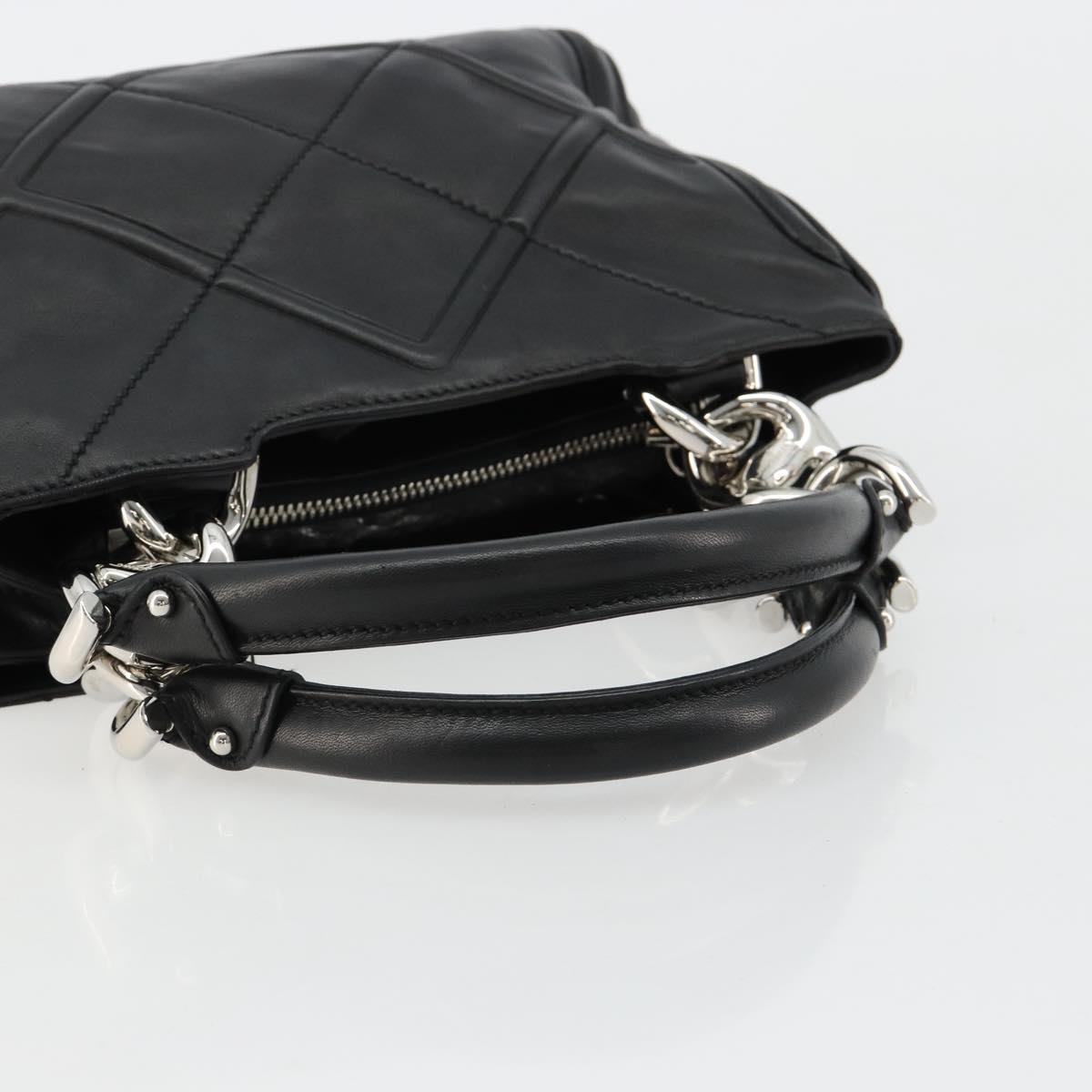 Salvatore Ferragamo Hand Bag Leather Black Silver Auth 178908A