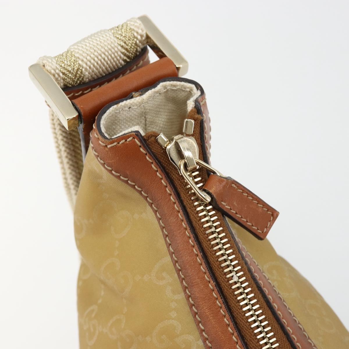 GUCCI GG Canvas Shoulder Bag Nylon Beige Gold 181092 Auth 178909