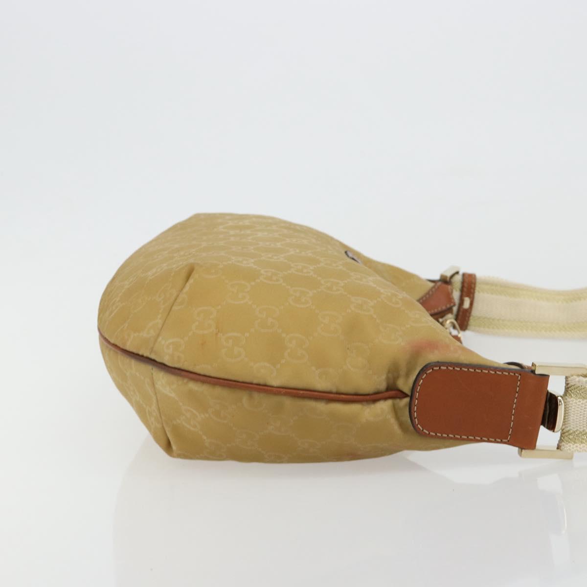 GUCCI GG Canvas Shoulder Bag Nylon Beige Gold 181092 Auth 178909