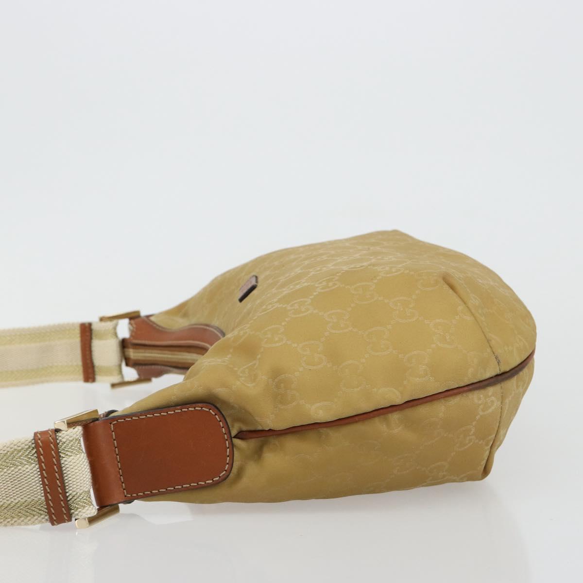 GUCCI GG Canvas Shoulder Bag Nylon Beige Gold 181092 Auth 178909