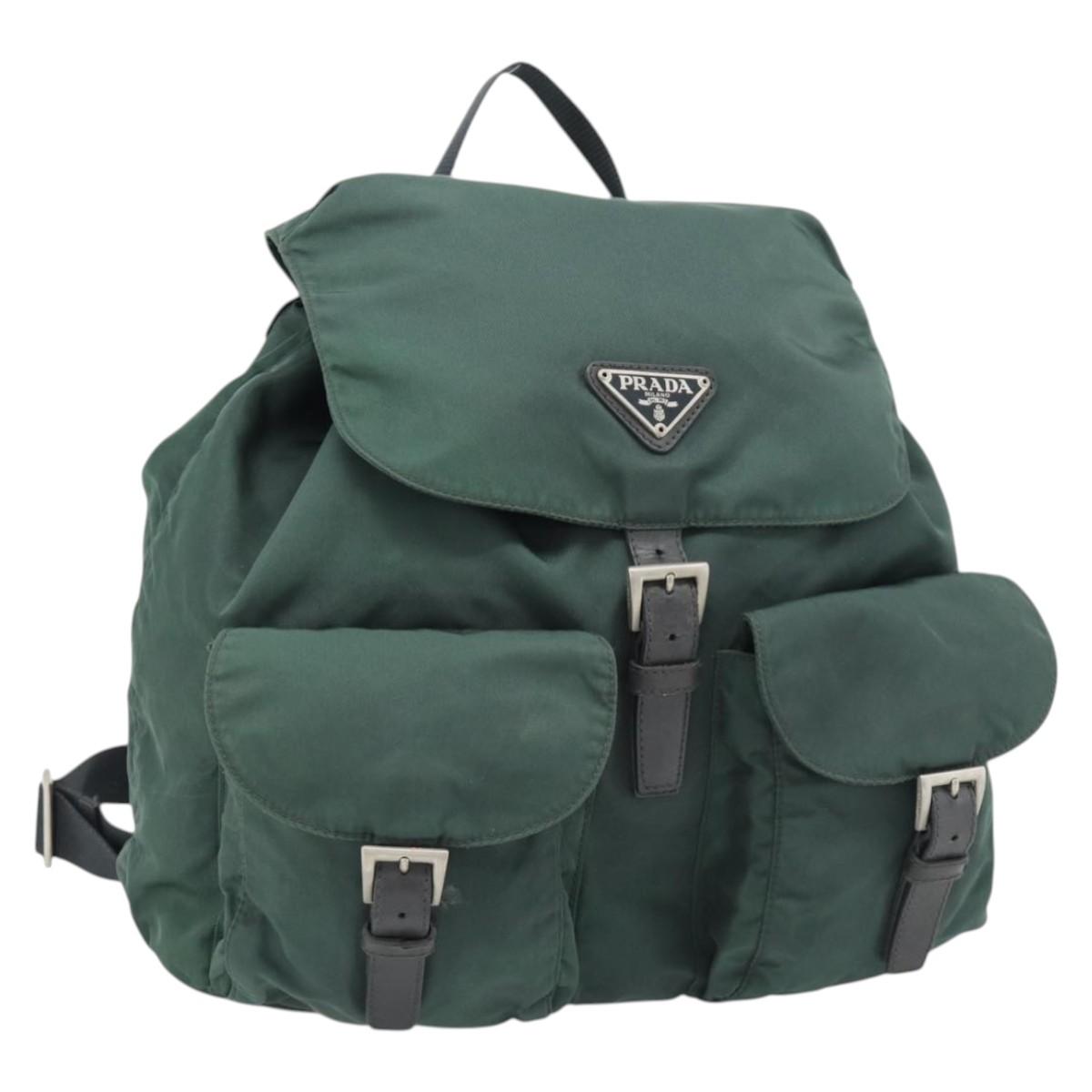 PRADA Backpack Nylon Green Silver Auth 178912
