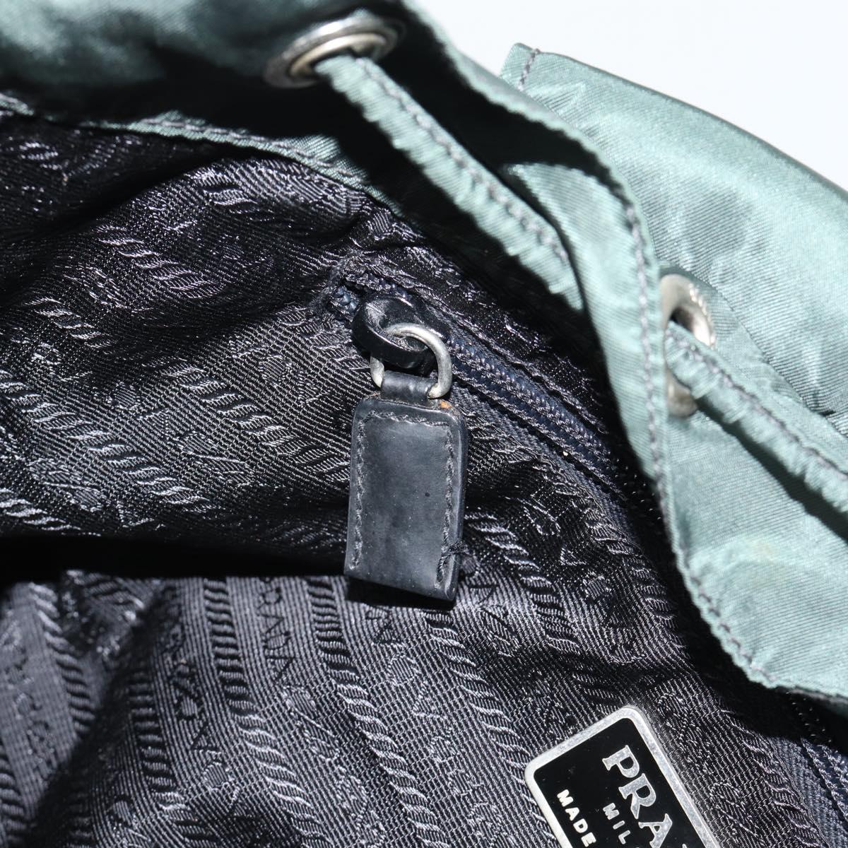 PRADA Backpack Nylon Green Silver Auth 178912