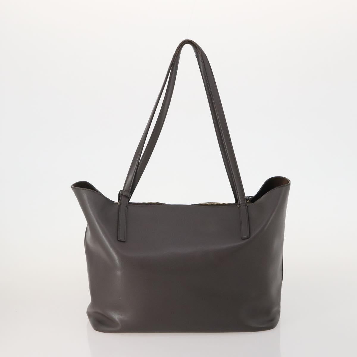 Salvatore Ferragamo Tote Bag Leather 2 Set Dark Brown Ivory Auth 178918