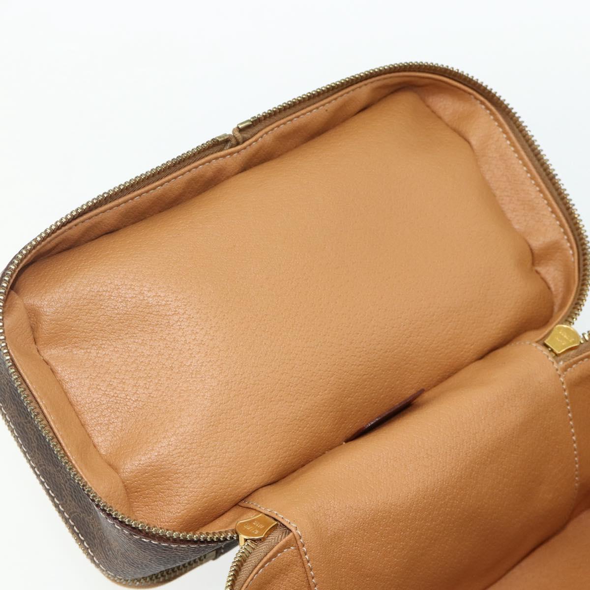 CELINE Macadam Canvas Vanity Hand Bag PVC Leather Brown Gold Auth 178930A