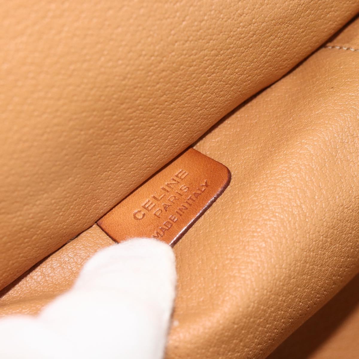 CELINE Macadam Canvas Vanity Hand Bag PVC Leather Brown Gold Auth 178930A