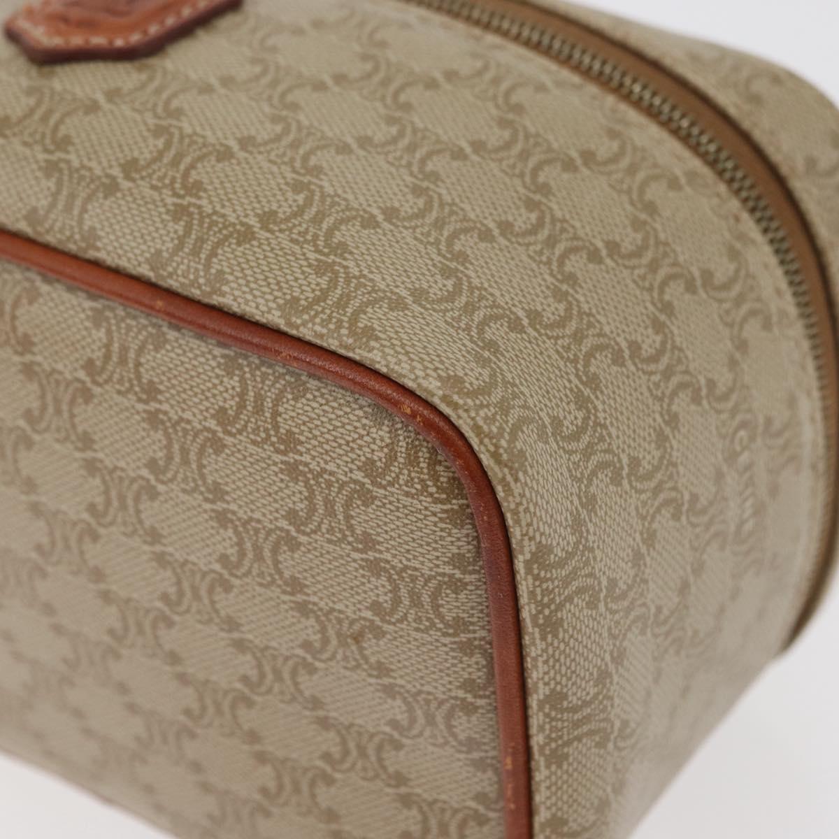 CELINE Macadam Canvas Vanity Hand Bag PVC Leather Beige Gold Auth 178932A
