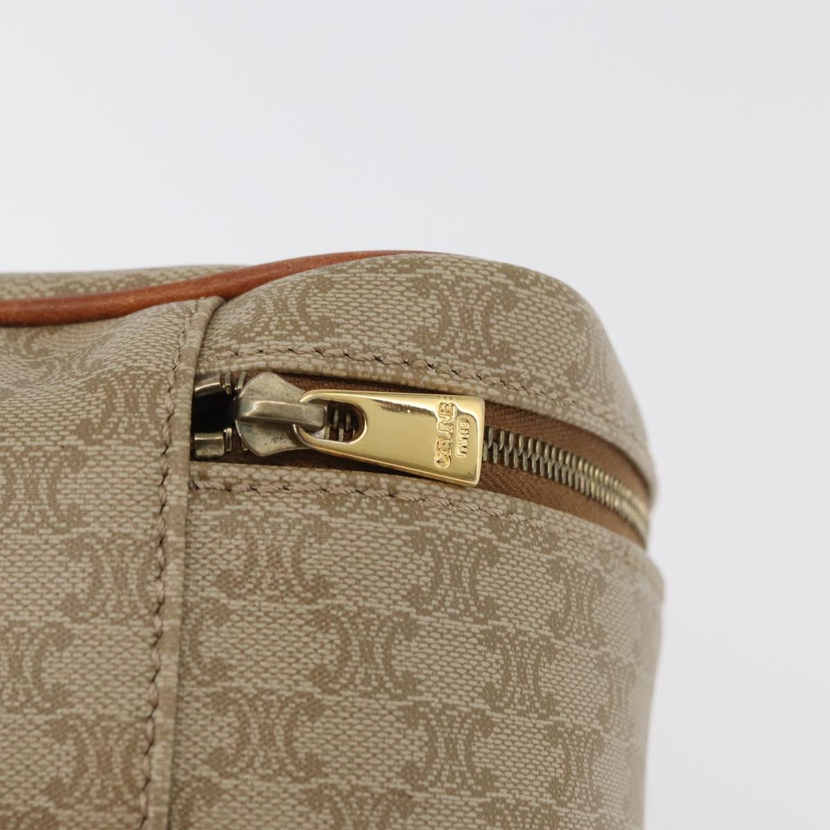 CELINE Macadam Canvas Vanity Hand Bag PVC Leather Beige Gold Auth 178932A