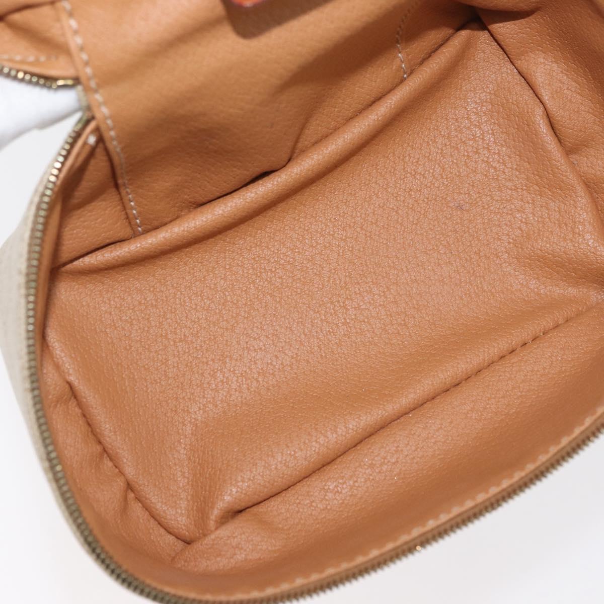 CELINE Macadam Canvas Vanity Hand Bag PVC Leather Beige Gold Auth 178932A