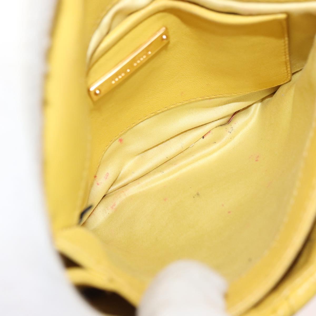 Miu Miu Matelasse Chain Shoulder Bag Leather Yellow Gold Auth 178934A
