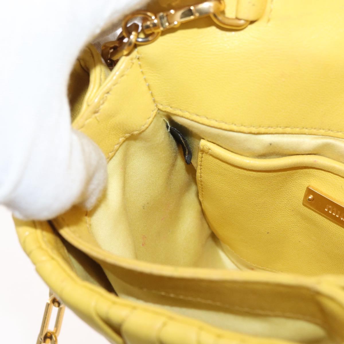 Miu Miu Matelasse Chain Shoulder Bag Leather Yellow Gold Auth 178934A