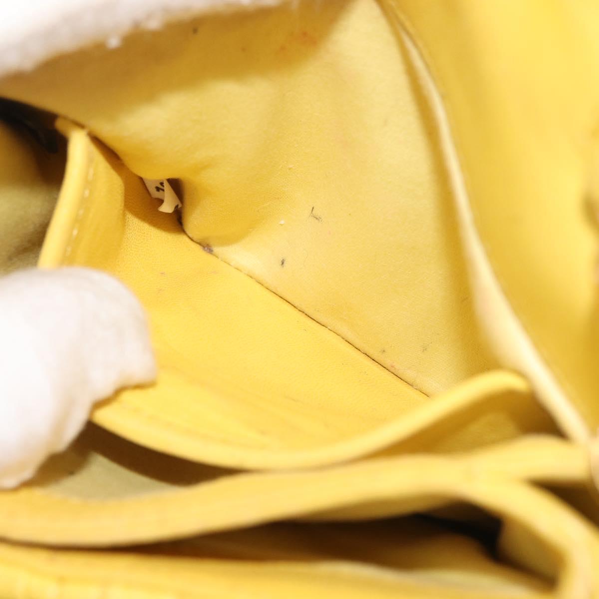 Miu Miu Matelasse Chain Shoulder Bag Leather Yellow Gold Auth 178934A