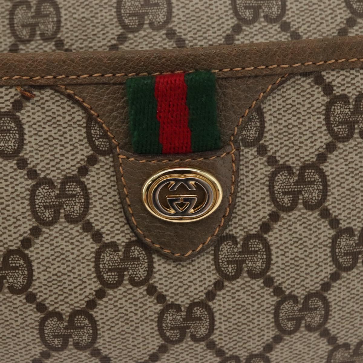 GUCCI GG Supreme Web Sherry Line Bag PVC Beige Gold 89 02 077 Auth 178937