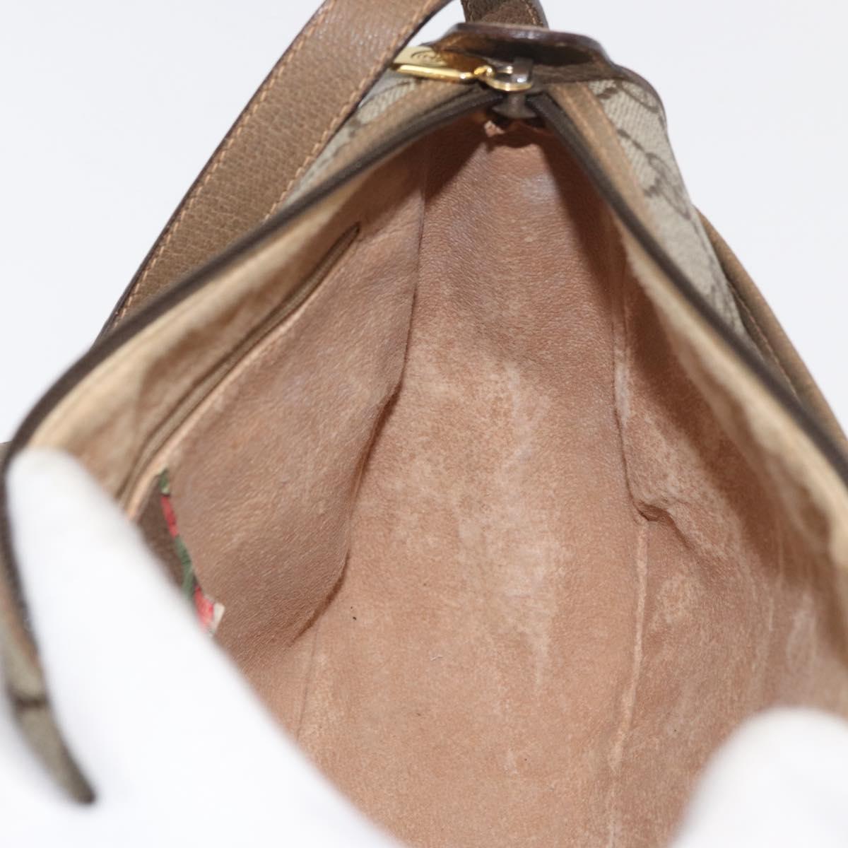 GUCCI GG Supreme Web Sherry Line Bag PVC Beige Gold 89 02 077 Auth 178937
