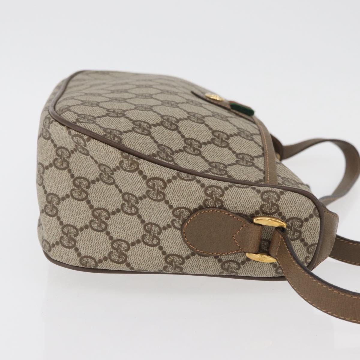 GUCCI GG Supreme Web Sherry Line Bag PVC Beige Gold 89 02 077 Auth 178937