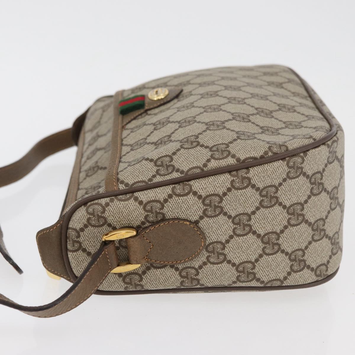 GUCCI GG Supreme Web Sherry Line Bag PVC Beige Gold 89 02 077 Auth 178937