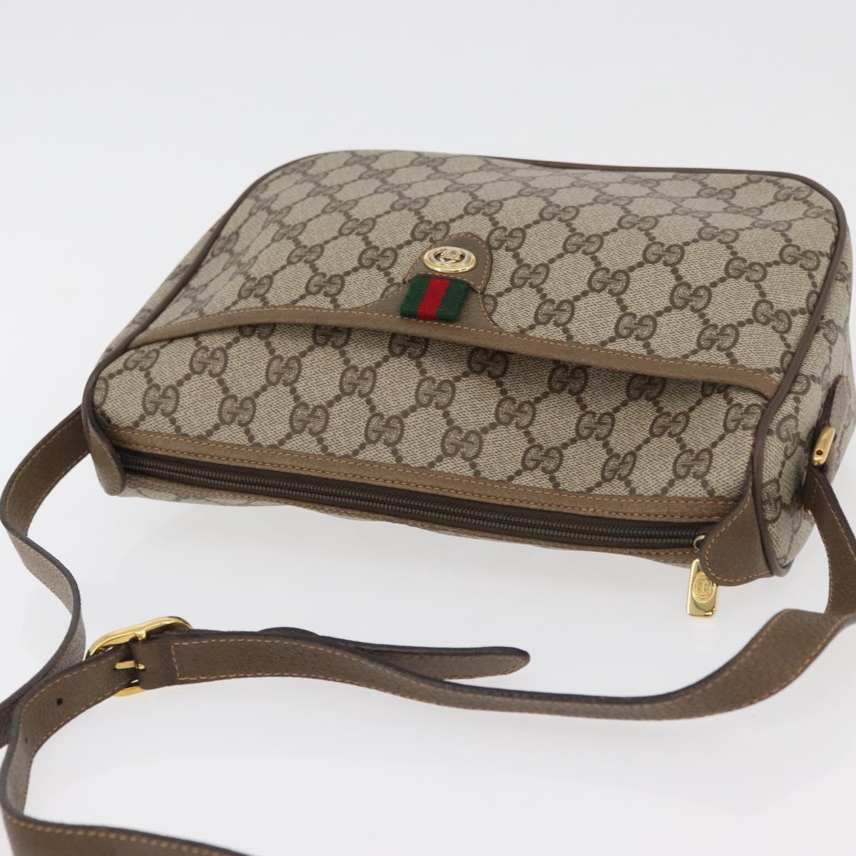 GUCCI GG Supreme Web Sherry Line Bag PVC Beige Gold 89 02 077 Auth 178937