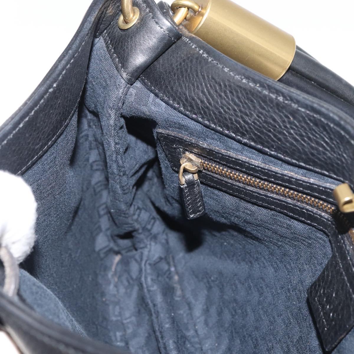 GUCCI Shoulder Bag Leather Black Gold 108964 Auth 178939V