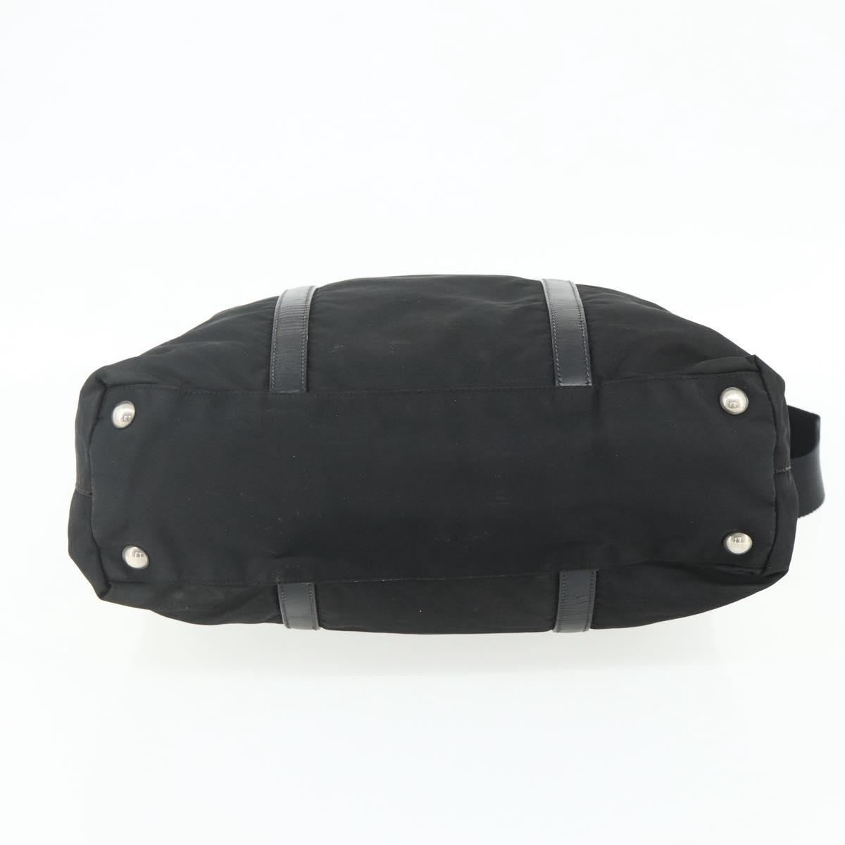 PRADA Hand Bag Nylon 2way Black Silver Auth 178940