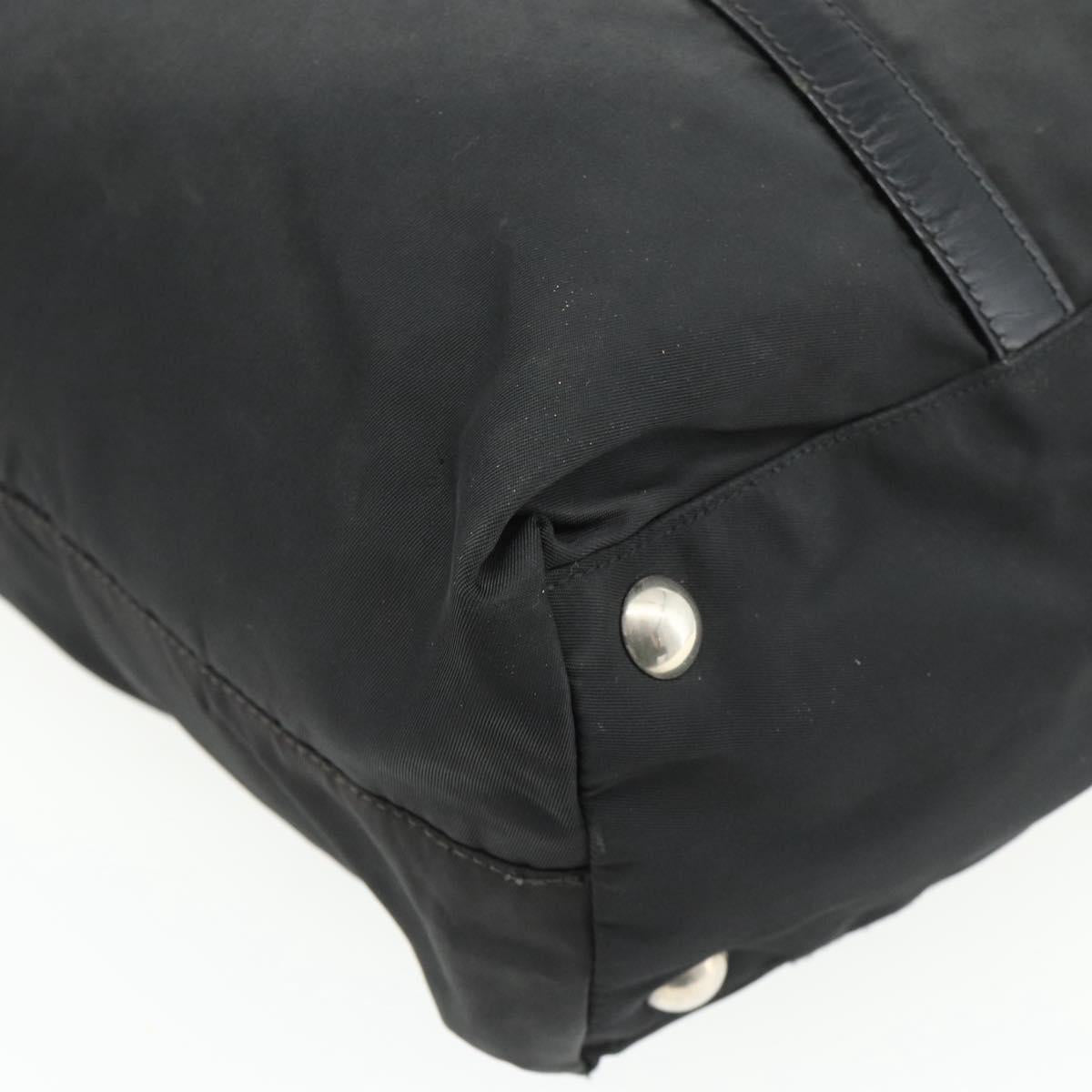 PRADA Hand Bag Nylon 2way Black Silver Auth 178940
