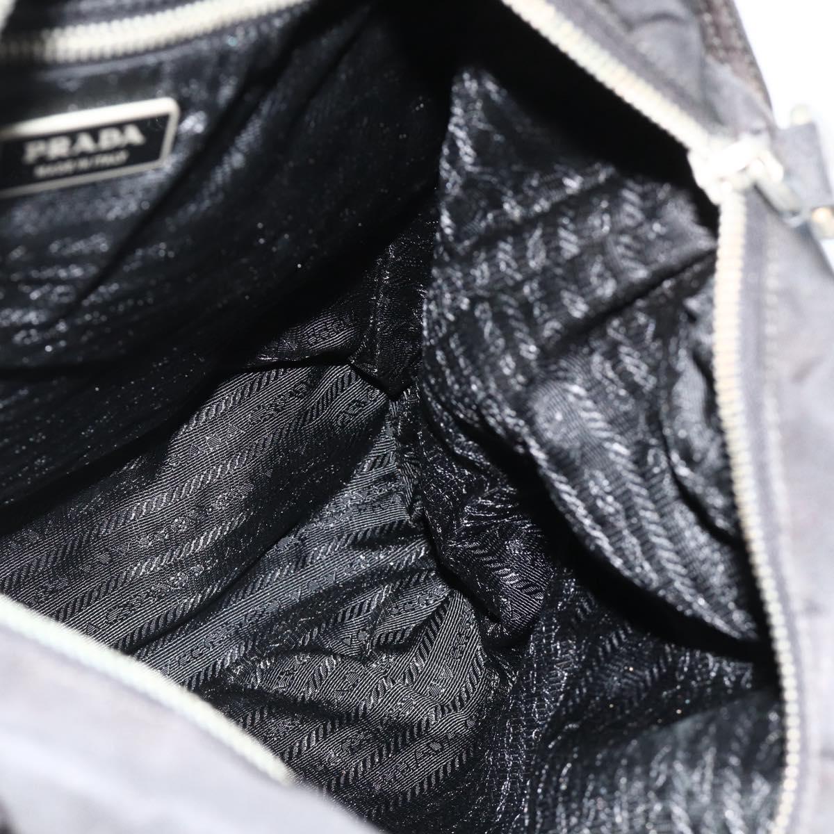PRADA Hand Bag Nylon 2way Black Silver Auth 178940