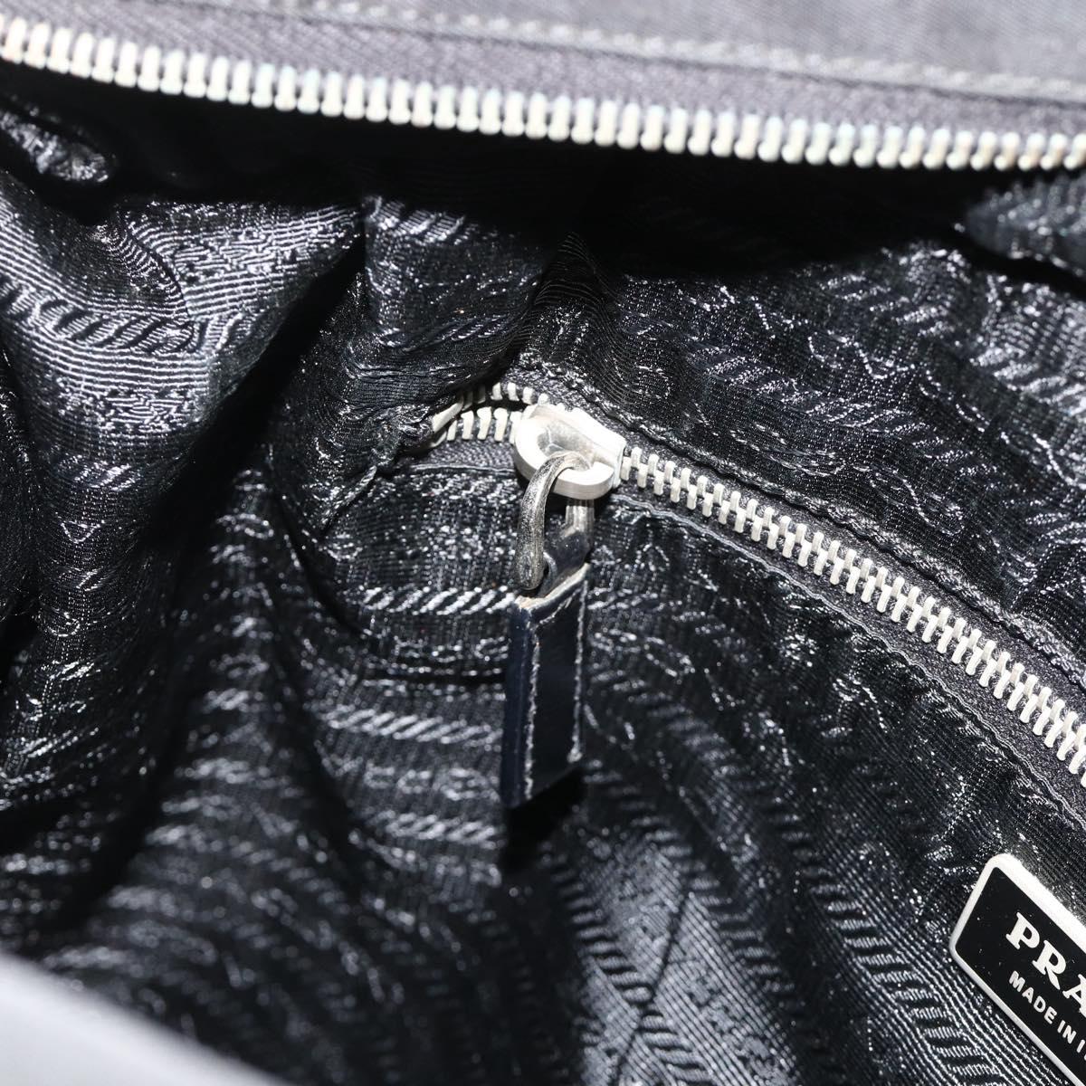 PRADA Hand Bag Nylon 2way Black Silver Auth 178940