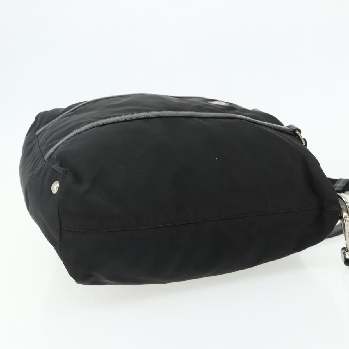 PRADA Hand Bag Nylon 2way Black Silver Auth 178940
