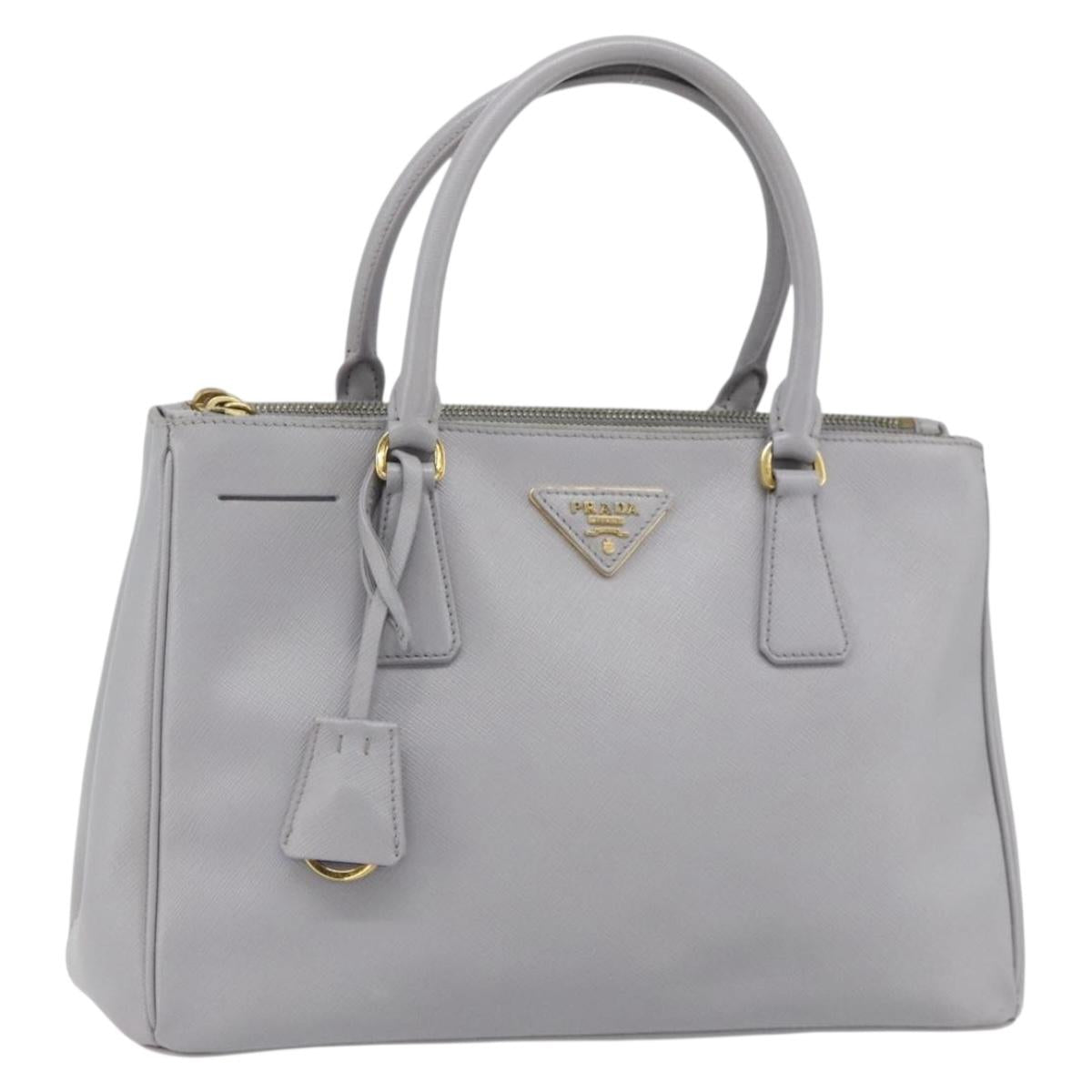 PRADA Galleria Hand Bag Safiano leather Gold Purple gray Auth 178941A