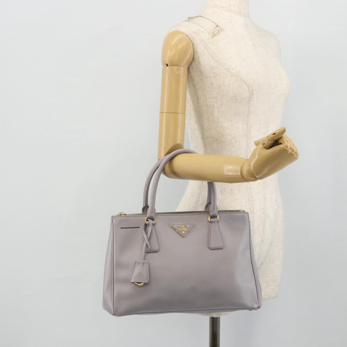PRADA Galleria Hand Bag Safiano leather Gold Purple gray Auth 178941A