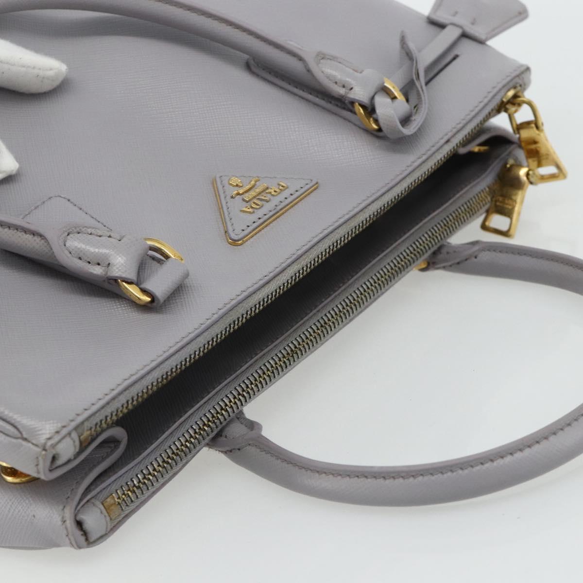 PRADA Galleria Hand Bag Safiano leather Gold Purple gray Auth 178941A